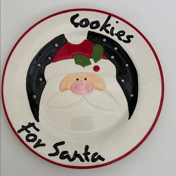 Other - Festive Santa Ceramic Cookie Plate Christmas Dish